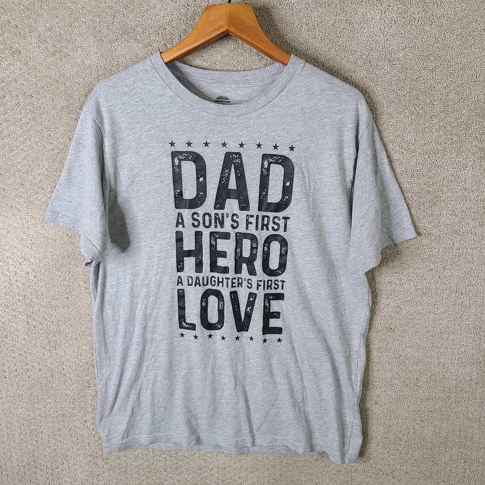 Way To Celebrate Shirt Mens L Gray Fathers Day Cotton Blend Short Sleeve Casual‎